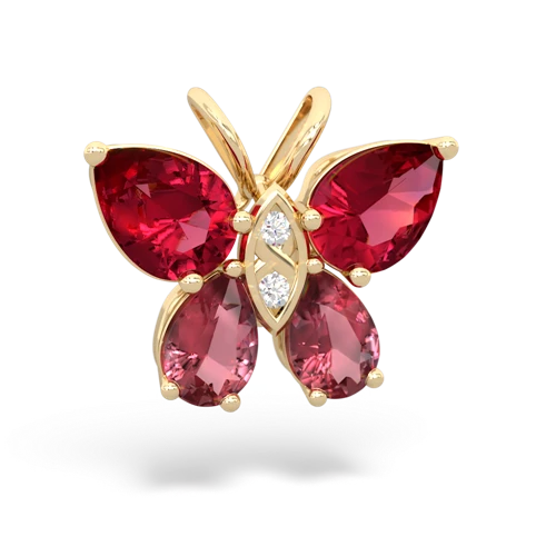 lab ruby-tourmaline butterfly pendant