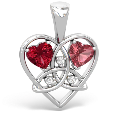 lab ruby-tourmaline celtic heart pendant