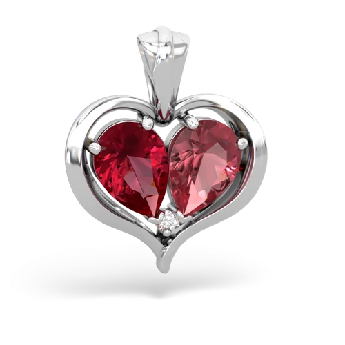 lab ruby-tourmaline half heart whole pendant