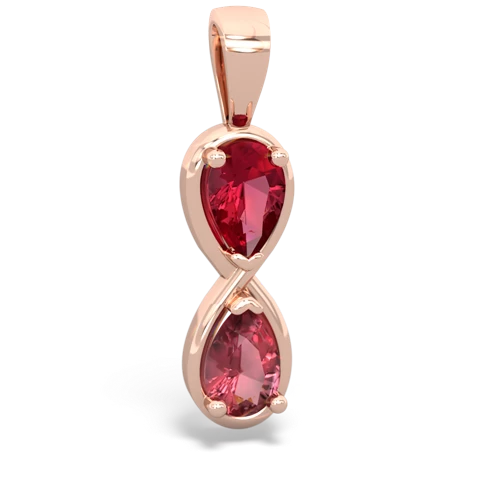 Lab Ruby Lab Created Ruby with Genuine Pink Tourmaline Infinity pendant Pendant