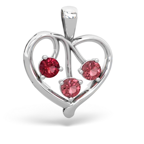 Lab Ruby Lab Created Ruby with Genuine Pink Tourmaline and Lab Created Emerald Glowing Heart pendant Pendant