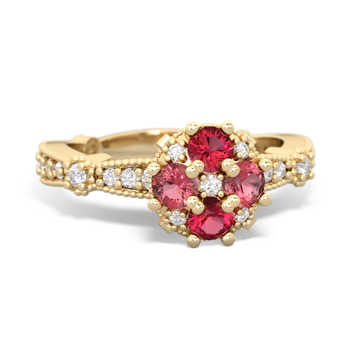 lab ruby-tourmaline art deco engagement ring