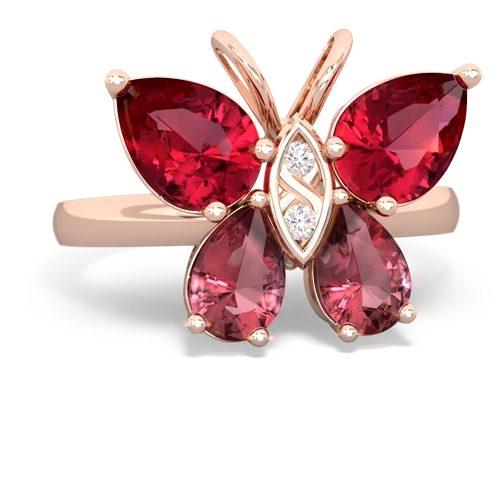 lab ruby-tourmaline butterfly ring
