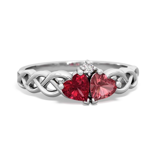 lab ruby-tourmaline celtic braid ring