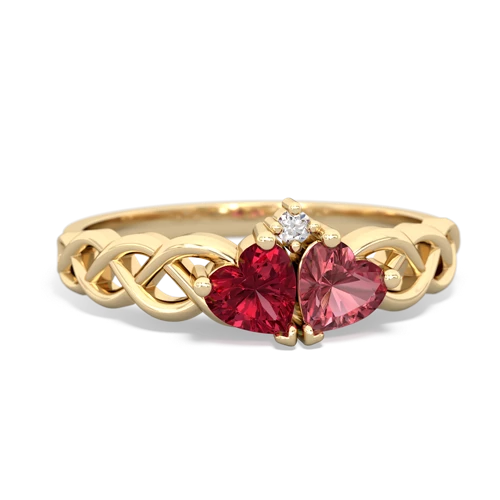 lab ruby-tourmaline celtic braid ring