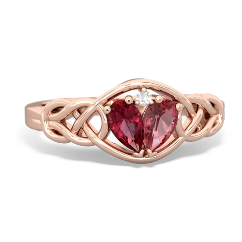 Lab Ruby Lab Created Ruby with Genuine Pink Tourmaline Celtic Love Knot ring Ring