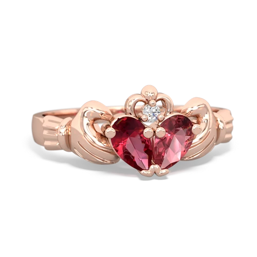 Lab Ruby Lab Created Ruby with Genuine Pink Tourmaline Claddagh ring Ring