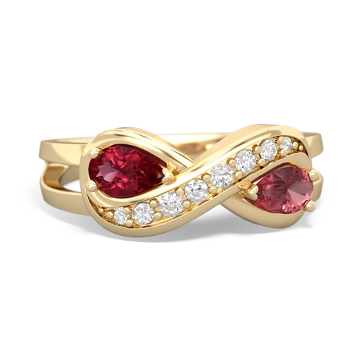 Lab Ruby Lab Created Ruby with Genuine Pink Tourmaline Diamond Infinity ring Ring