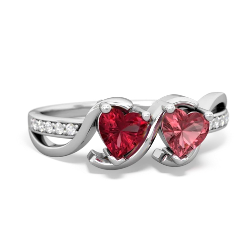 Lab Ruby Lab Created Ruby with Genuine Pink Tourmaline Side by Side ring Ring
