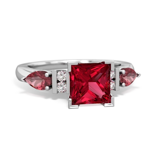Lab Ruby Lab Created Ruby with Genuine Pink Tourmaline and  Engagement ring Ring
