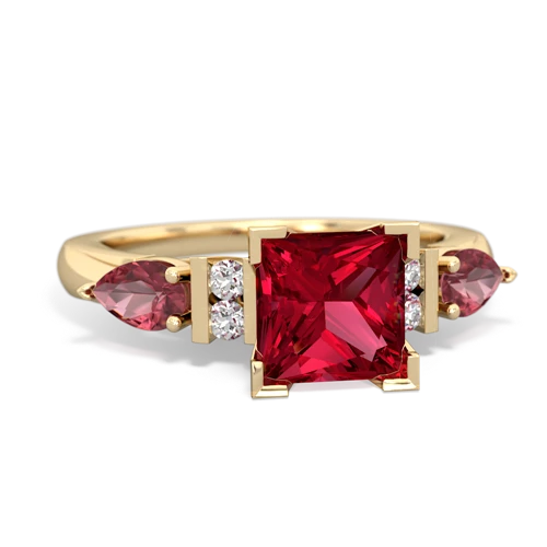 Lab Ruby Lab Created Ruby with Genuine Pink Tourmaline and Genuine Opal Engagement ring Ring