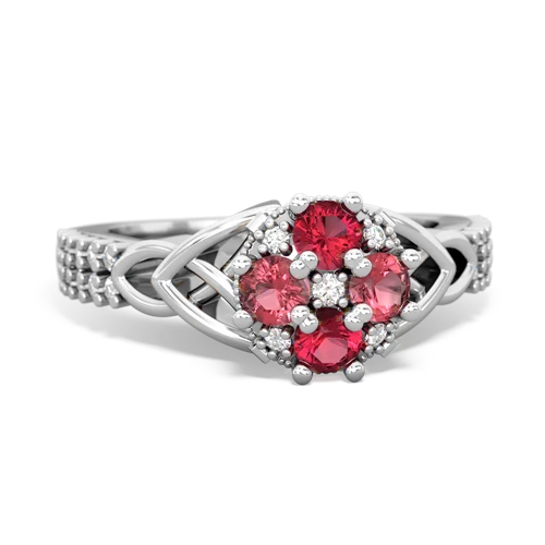 Lab Ruby Lab Created Ruby with Genuine Pink Tourmaline Celtic Knot Engagement ring Ring