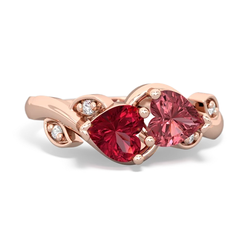 lab ruby-tourmaline floral keepsake ring