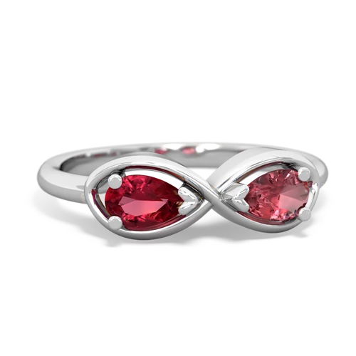 Lab Ruby Lab Created Ruby with Genuine Pink Tourmaline Infinity ring Ring