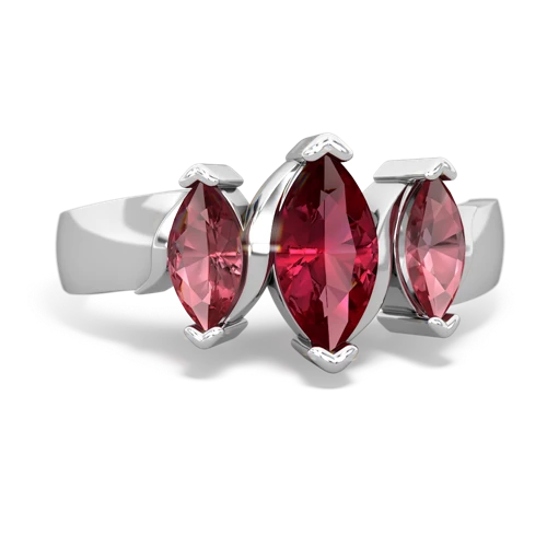 Lab Ruby Lab Created Ruby with Genuine Pink Tourmaline and Genuine Amethyst Three Peeks ring Ring