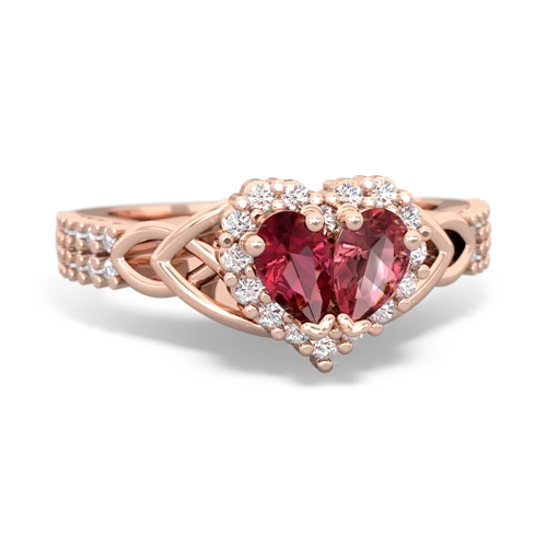 Lab Ruby Lab Created Ruby with Genuine Pink Tourmaline Celtic Knot Engagement ring Ring