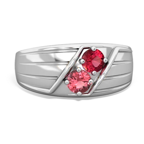 lab ruby-tourmaline mens ring