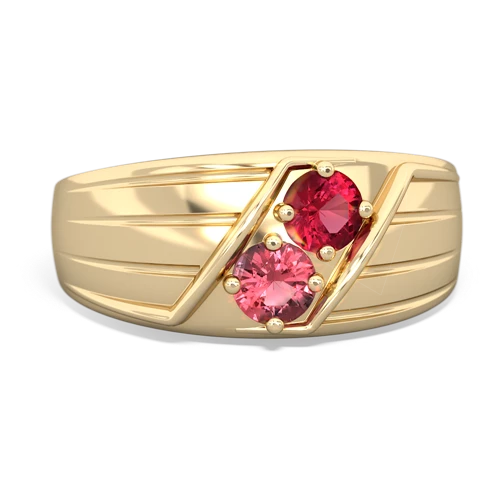 lab ruby-tourmaline mens ring