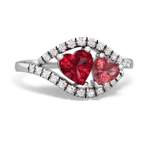 Lab Ruby Lab Created Ruby with Genuine Pink Tourmaline Mother and Child ring Ring