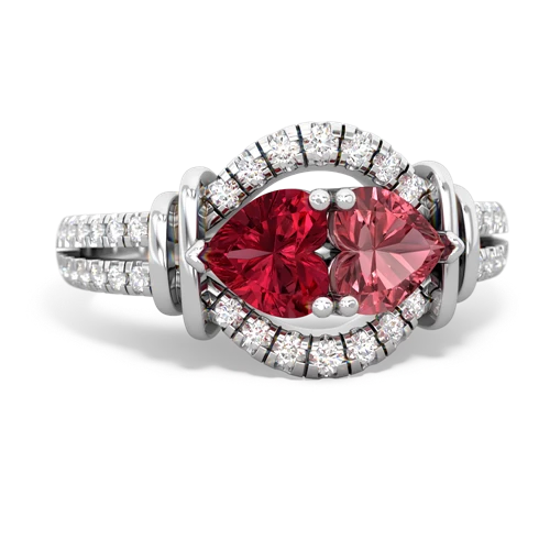 Lab Ruby Lab Created Ruby with Genuine Pink Tourmaline Art-Deco Keepsake ring Ring