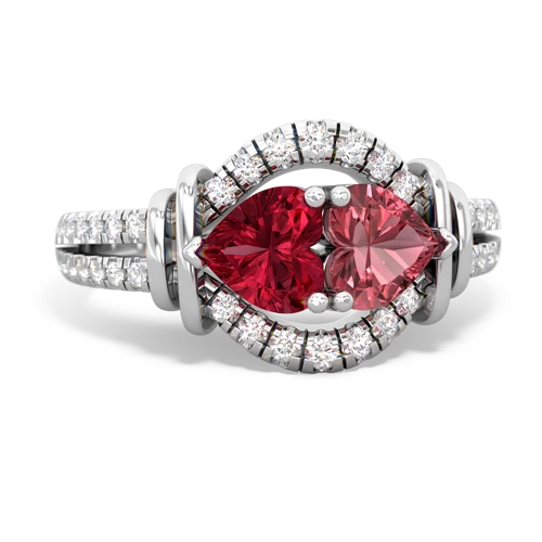 lab ruby-tourmaline pave keepsake ring