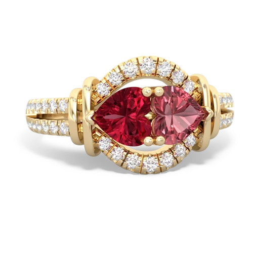 lab ruby-tourmaline pave keepsake ring