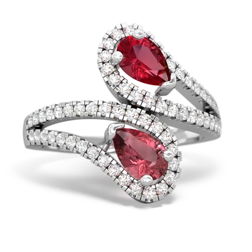 lab ruby-tourmaline pave swirls ring