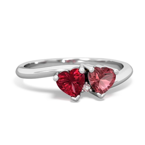 Lab Ruby Lab Created Ruby with Genuine Pink Tourmaline Sweetheart's Promise ring Ring