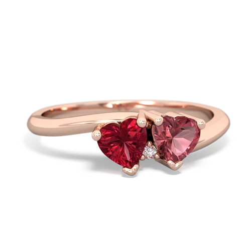 lab ruby-tourmaline sweethearts promise ring