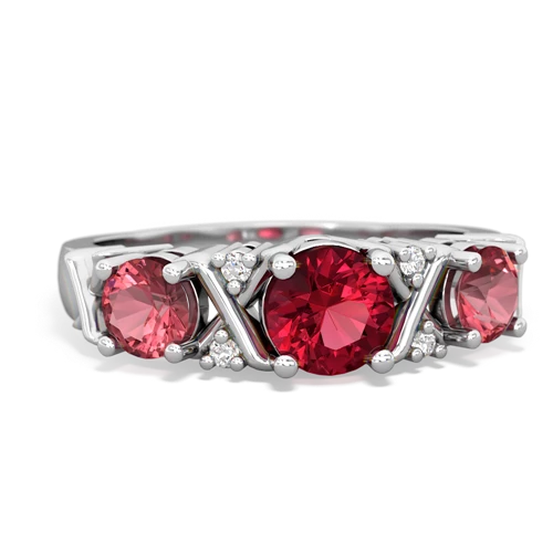 Lab Ruby Lab Created Ruby with Genuine Pink Tourmaline and  Hugs and Kisses ring Ring