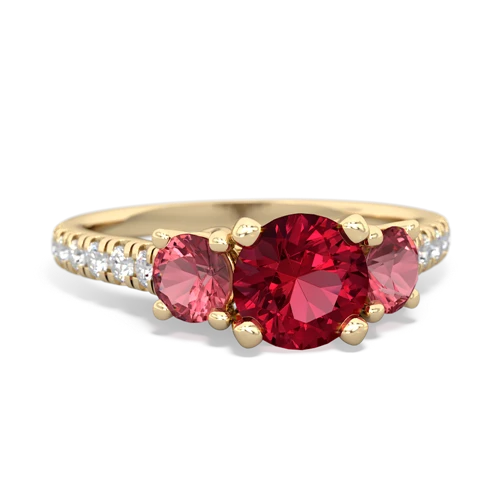 Lab Ruby Lab Created Ruby with Genuine Pink Tourmaline and  Pave Trellis ring Ring