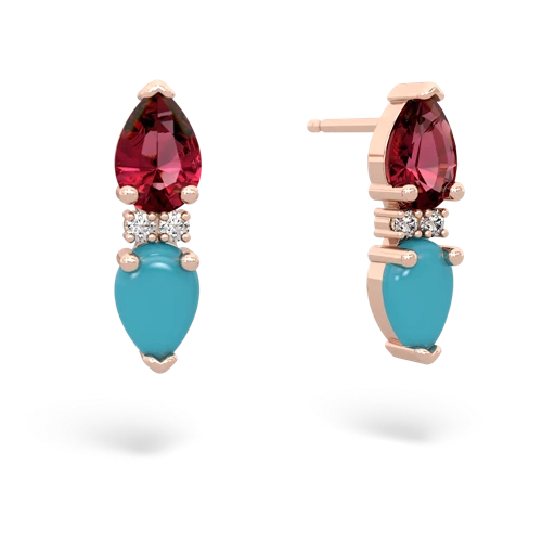 lab ruby-turquoise bowtie earrings