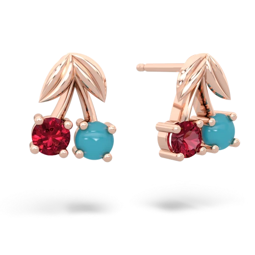 lab ruby-turquoise cherries earrings