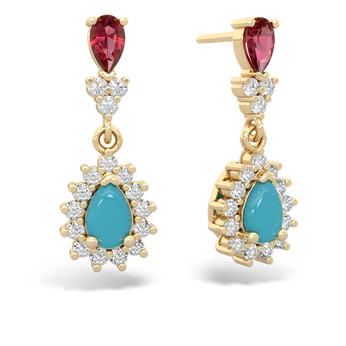 lab ruby-turquoise dangle earrings