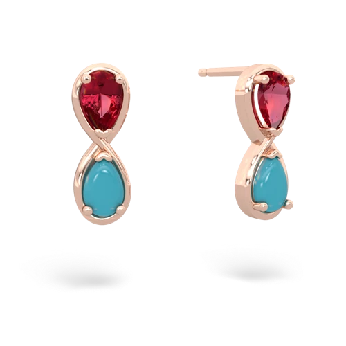 lab ruby-turquoise infinity earrings