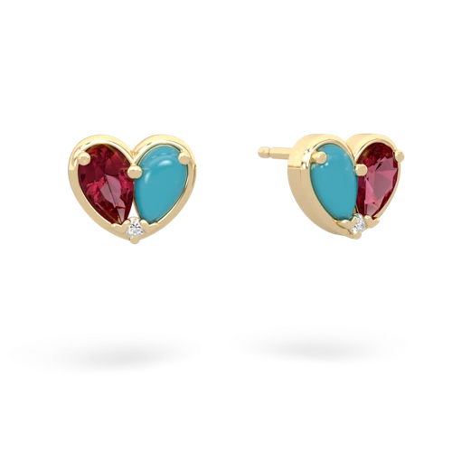 lab ruby-turquoise one heart earrings