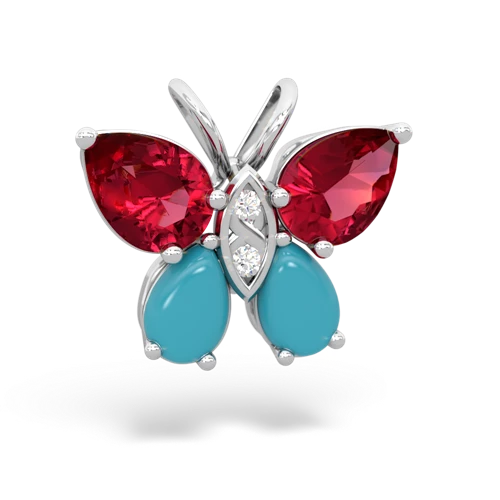 lab ruby-turquoise butterfly pendant