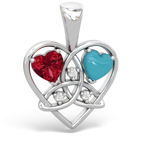 lab ruby-turquoise celtic heart pendant