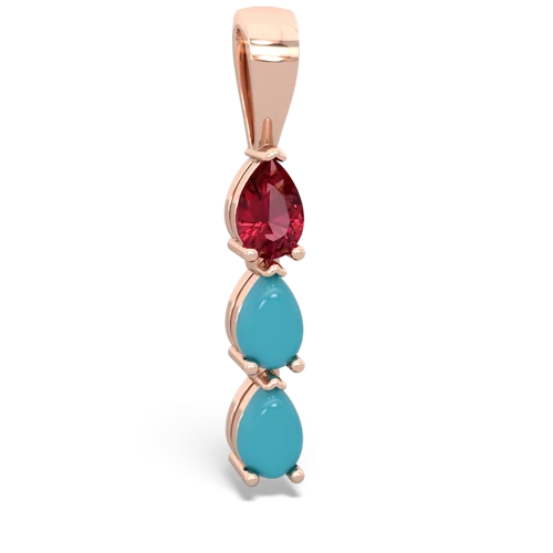 lab ruby-turquoise three stone pendant