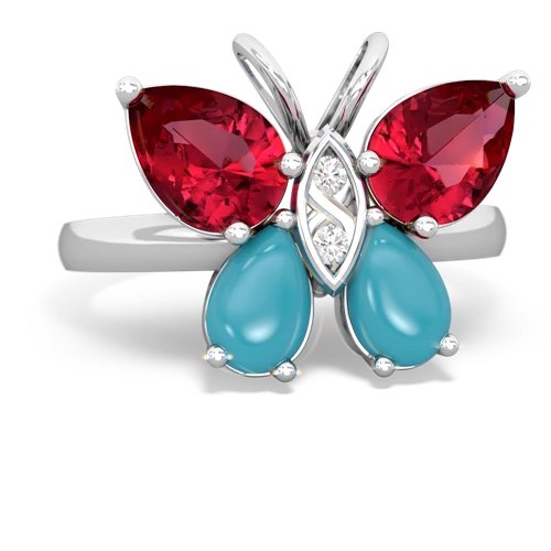 lab ruby-turquoise butterfly ring