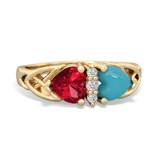 lab ruby-turquoise celtic ring