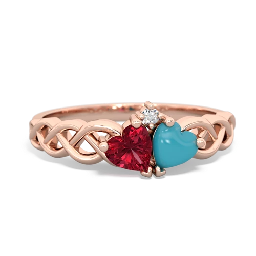 lab ruby-turquoise celtic braid ring