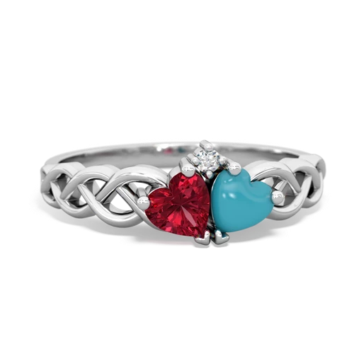 lab ruby-turquoise celtic braid ring