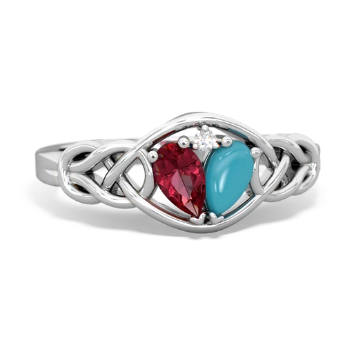 lab ruby-turquoise celtic knot ring