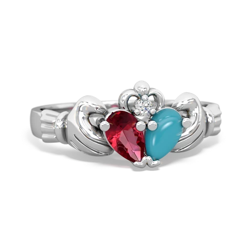 lab ruby-turquoise claddagh ring