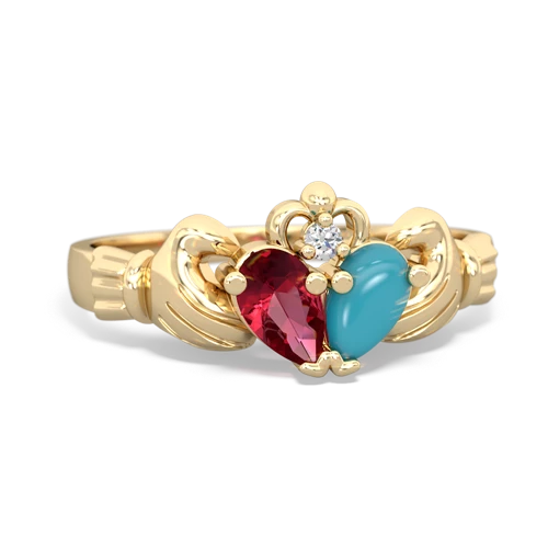 lab ruby-turquoise claddagh ring