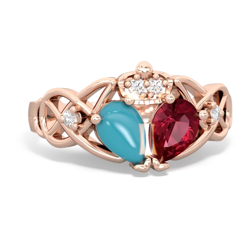 lab ruby-turquoise claddagh ring