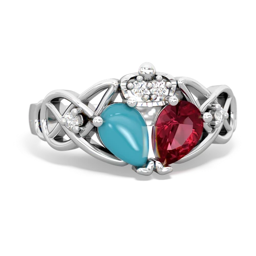 lab ruby-turquoise claddagh ring