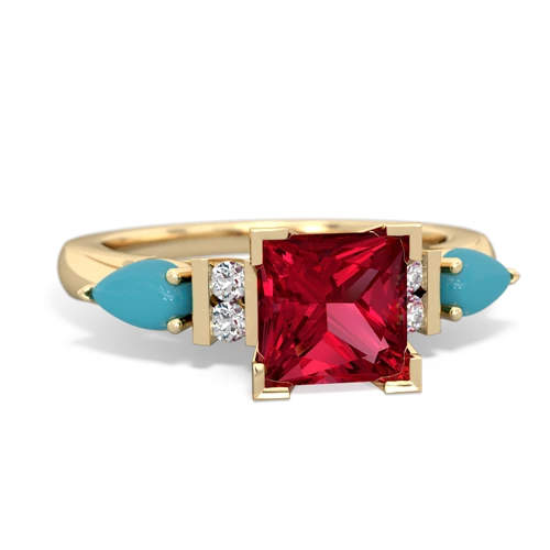 lab ruby-turquoise engagement ring