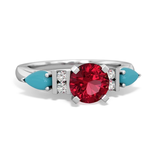 lab ruby-turquoise engagement ring